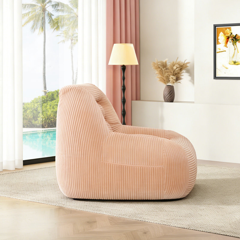 Bean Bag Cloud Couch – 38" Fabric/Foam Oversized Fluffy Lounger + Armrest Support for Living Room & Dorm, Pink