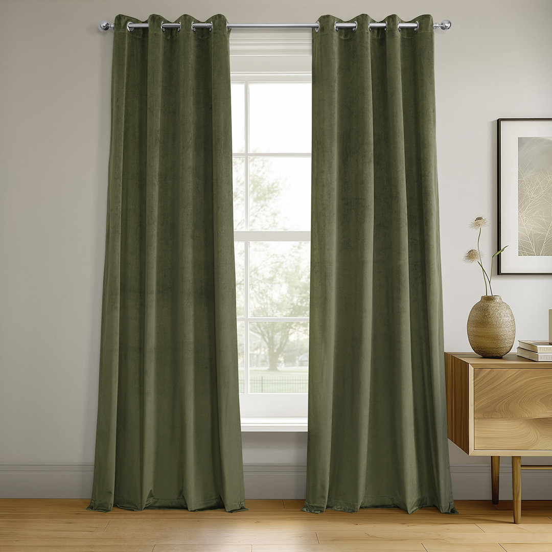 Rafaelita Grommet Signature Velvet Thermal 100% Blackout Curtains - Single Panel Drapes Red Barrel Studio® Curtain 