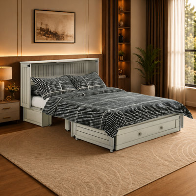 Lit escamotable Daisy de Night & Day Furniture avec matelas en mousse mémoire de 15 cm, format Queen, blanc vintage