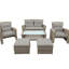 Canapé modulaire moderne 4 pièces avec coussins pour un espace de vie chic en plein air: 4, table basse en verre-894585247