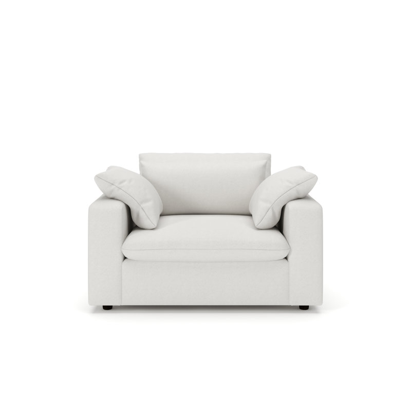 Remy Upholstered Chair and a Half, Macarena Beige Basketweave