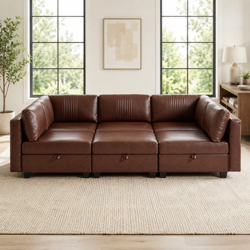 100% Customizable Modular Modular Sofa,Convertible Shapes, Storage & Sleeper Function, Tool-Free Interlocking Sectional