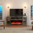 Alvilda 75" 3-Sided Glass Fireplace TV Stand, Wash Gray-16397884-23179254