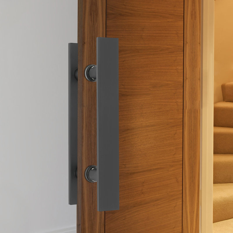Poignée de porte à double face en acier inoxydable, paire de poignées de porte de grange coulissantes à pousser, poignée de porte commerciale en forme de H (11,61 * 1,6 * 5,95 po)