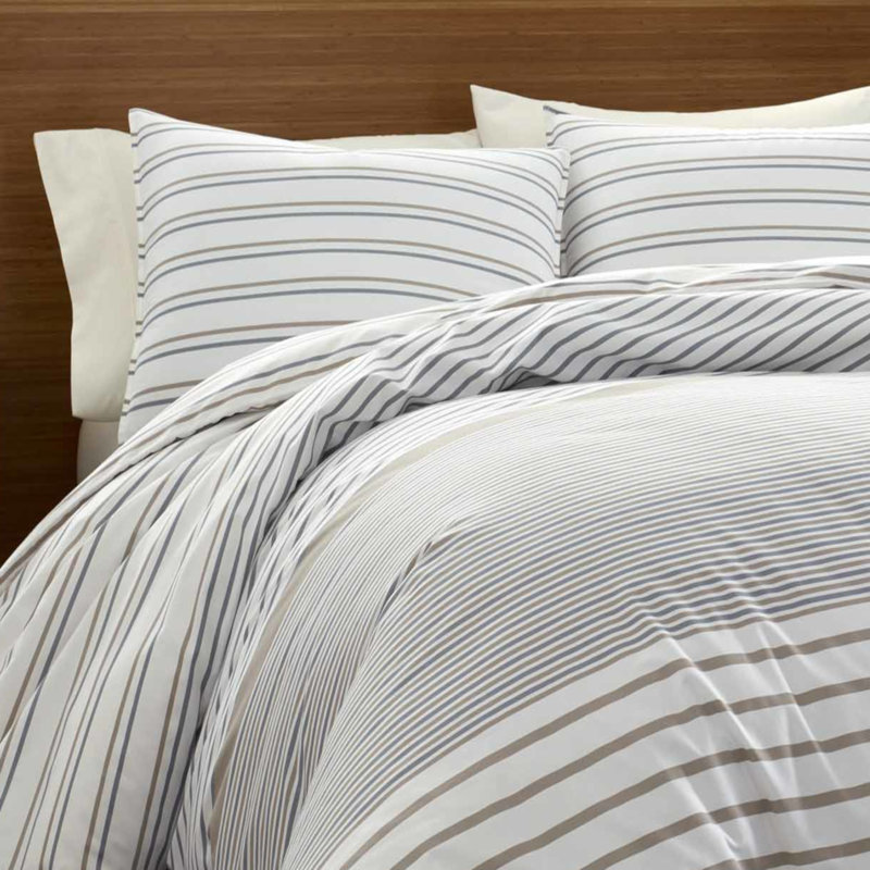 Ensemble de housse de couette en coton Eddie Bauer Cooper, Twin Duvet Cover + 1 Sham, Beige/bleu