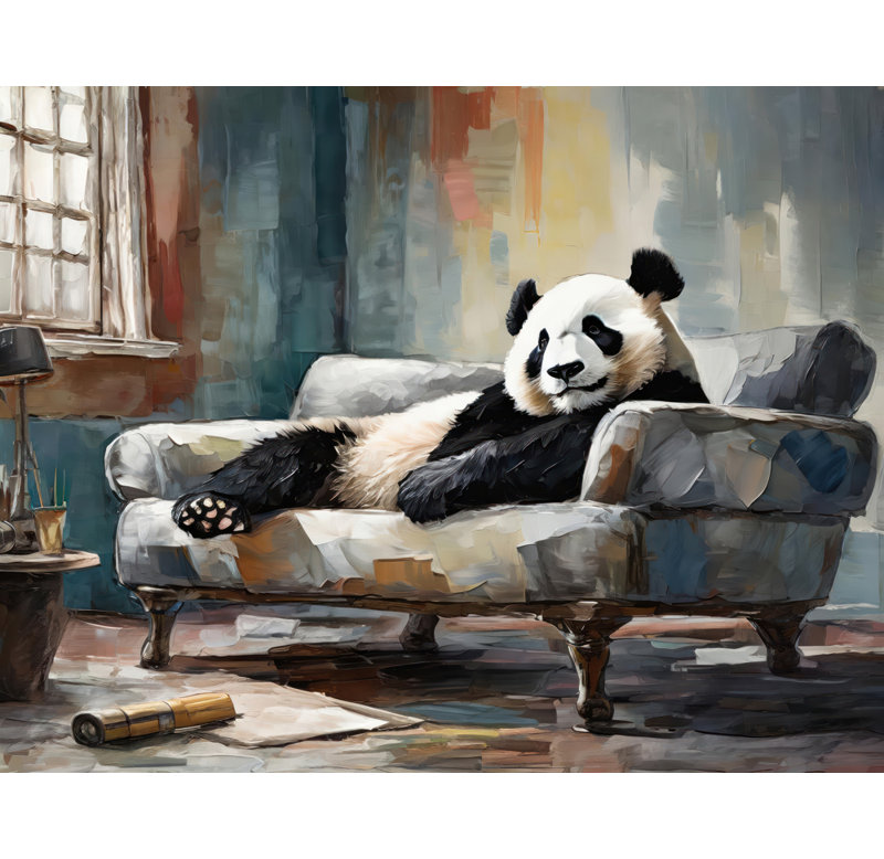 «Panda Couch» sur toile, H 15 po x l 18 po