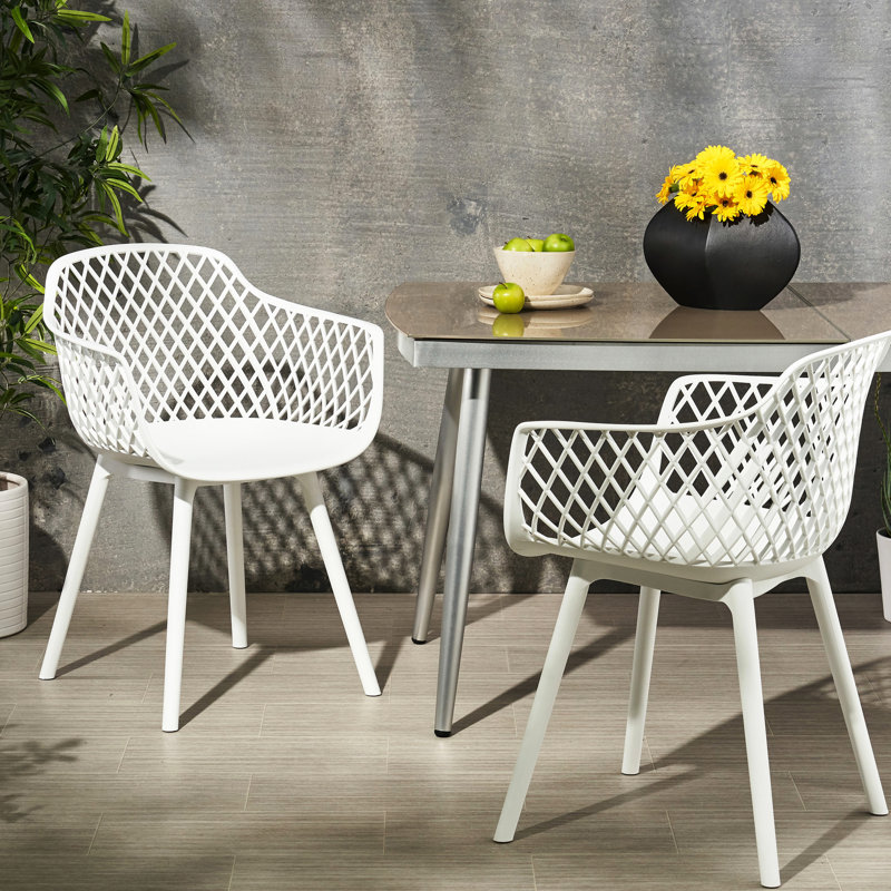 Chaise coquelicot pour patio d'extérieur - Blanc, polypropylène, étable et mobilier de style contemporain, Blanc