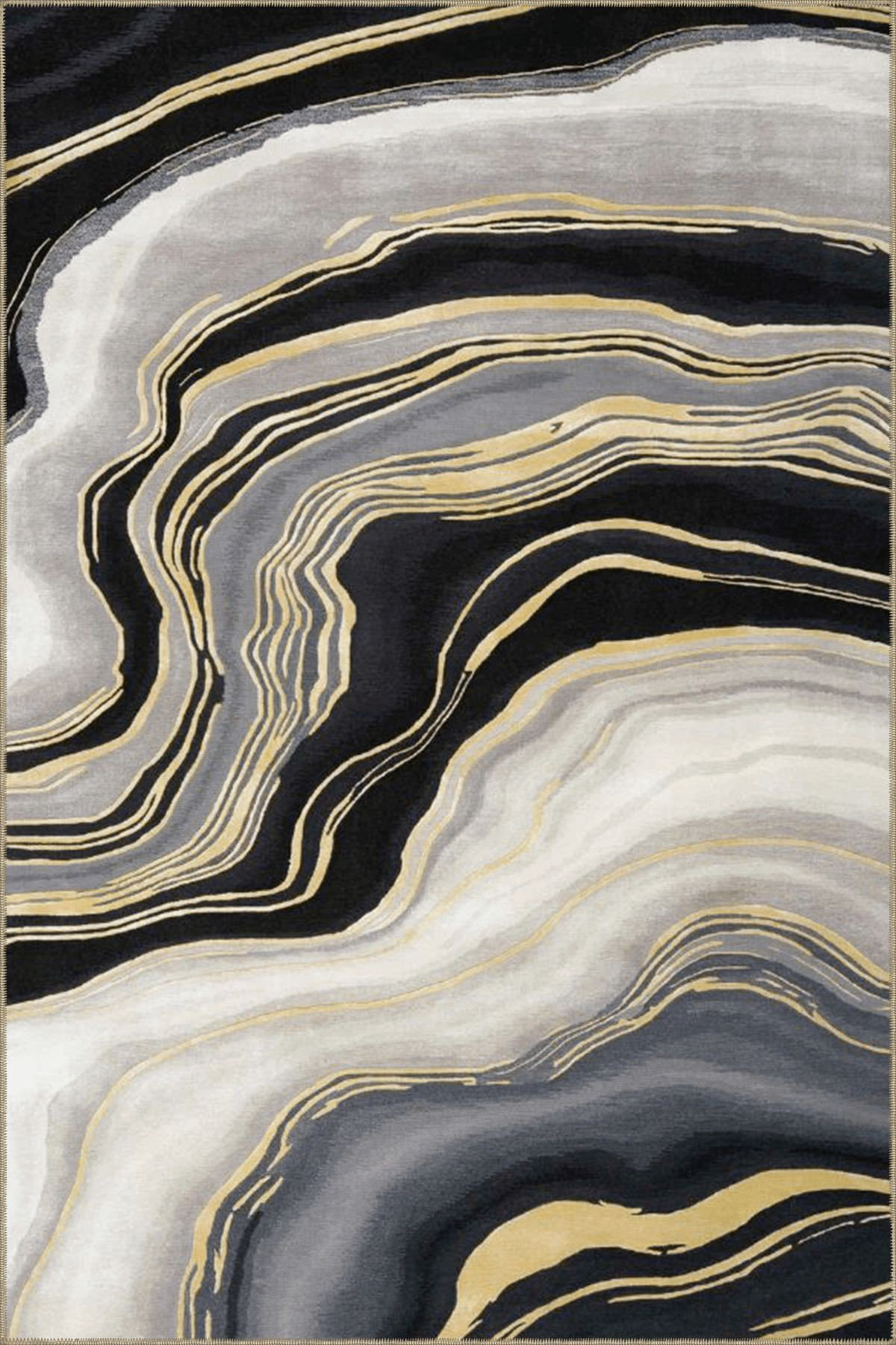 Hokku Designs Black Themed Abstract Wavy Patterned Modern Decorative ...