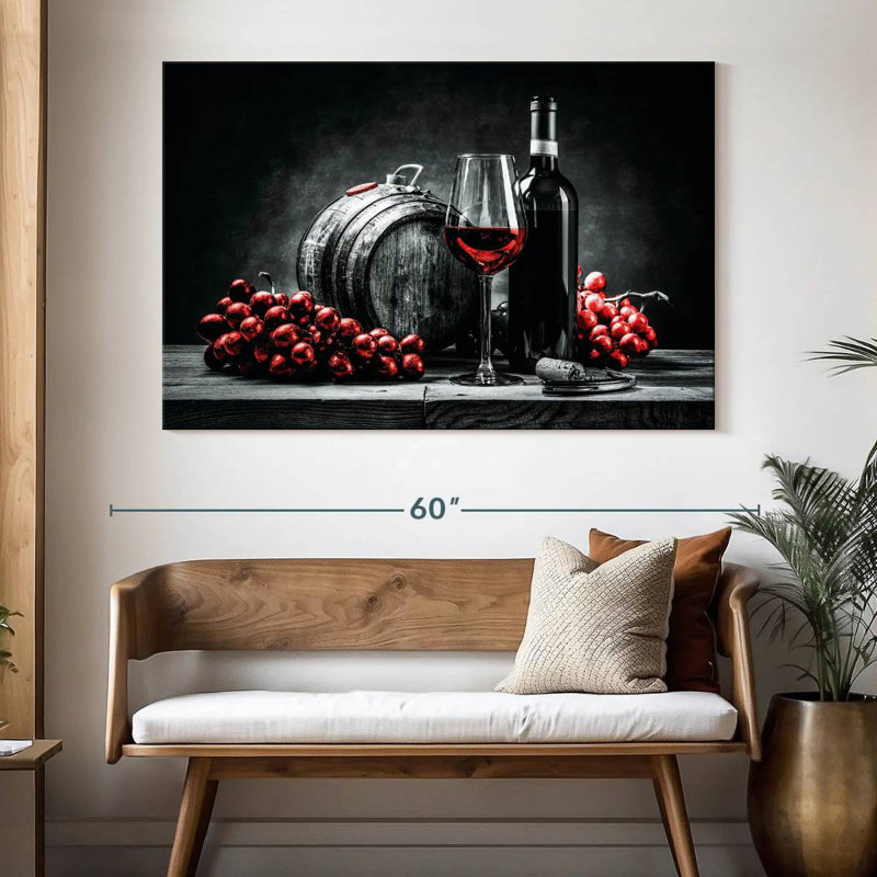 Yarlin Wine And Grapes Red Pop, 34" H x 51" W