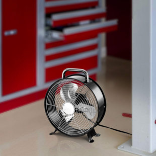 Ventilateur tambour rétro en métal à deux vitesses haute vitesse Vie Air de 12 pouces, ventilateur de plancher industriel durable pour la maison, le garage ou l'atelier