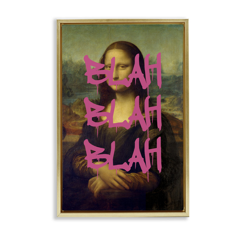 Cadre flottant Graffiti sur Mona Lisa, design par Masters Redux, H 31 po x l 21 po, Cadre flottant métallique doré