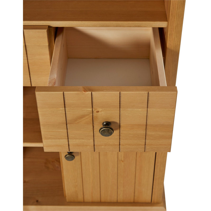 Aaeedah Solid Wood Freestanding Linen Cabinet, Natural Brown