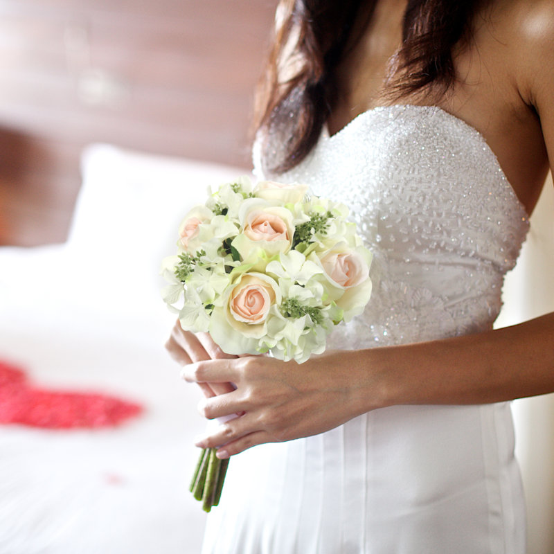 Hydrangea Arrangement, Cream/Pink