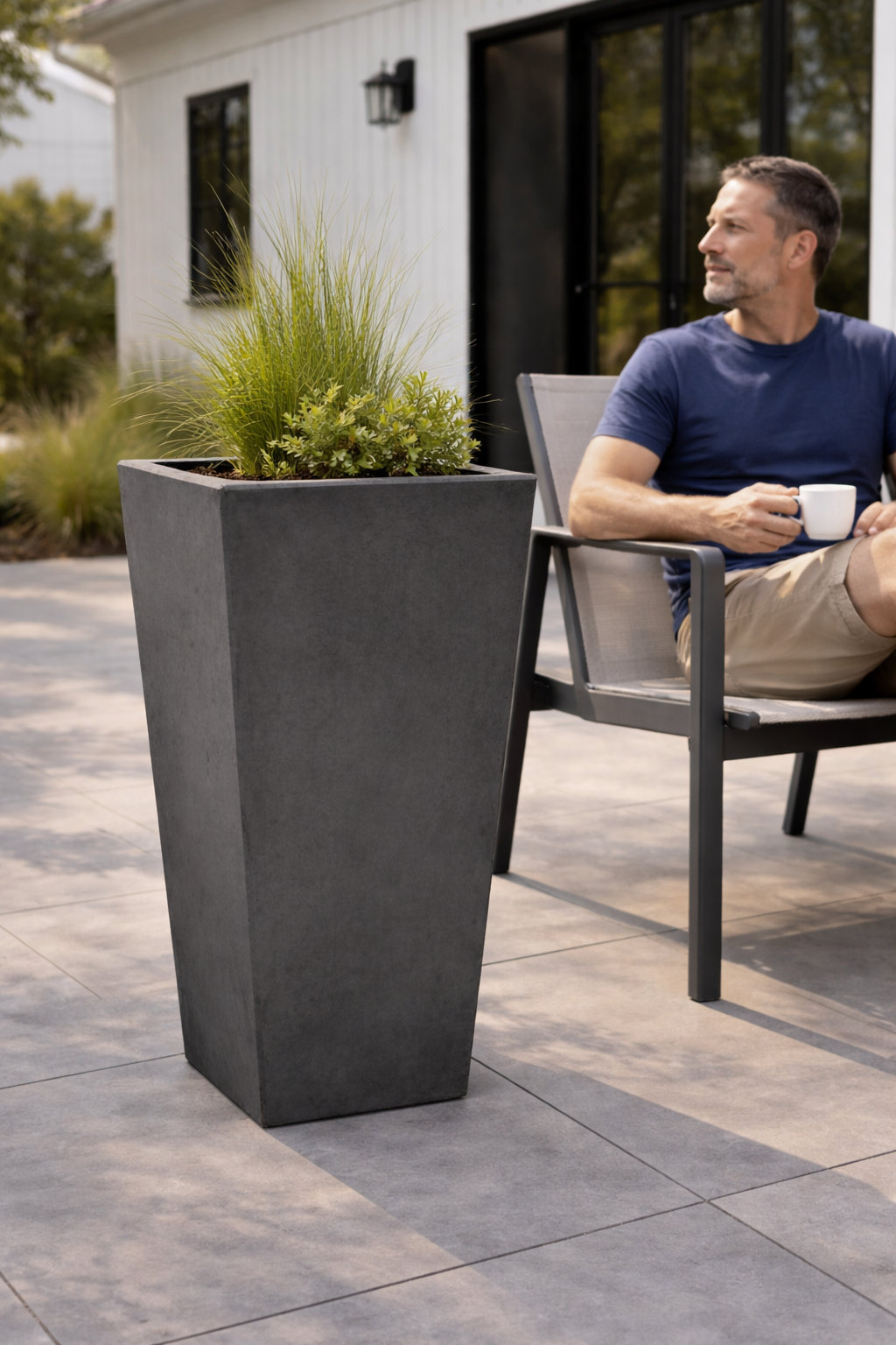Tall Tapered Square - Natural Finish , Graphite