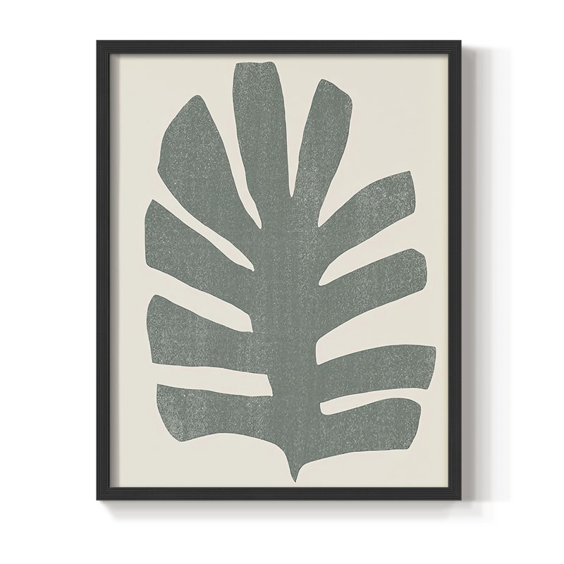 Palm Morph III, reproduction encadrée - bois massif, H 15 po x l 12 po, Noir, noir, noir, noir