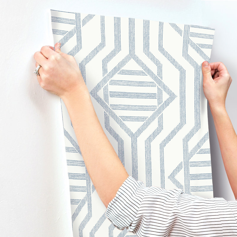 Essex Dark Blue Geometric Wallpaper, Dark Blue
