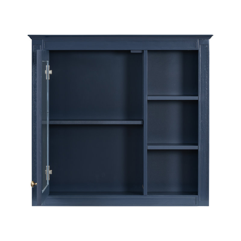 Armoire de salle de bain murale avec miroir, Bleu