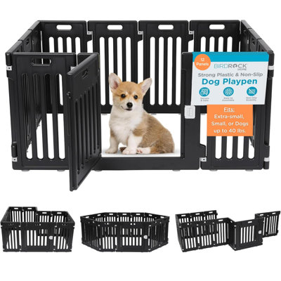 Parc pour chien avec porte verrouillable - Parc en plastique durable à 9 panneaux pour chiots et petits chiens - Enclos pour animaux de compagnie de 65 cm de haut avec ventouses antidérapantes - Clôture pour animaux de compagnie intérieure/extérieure (blanc)