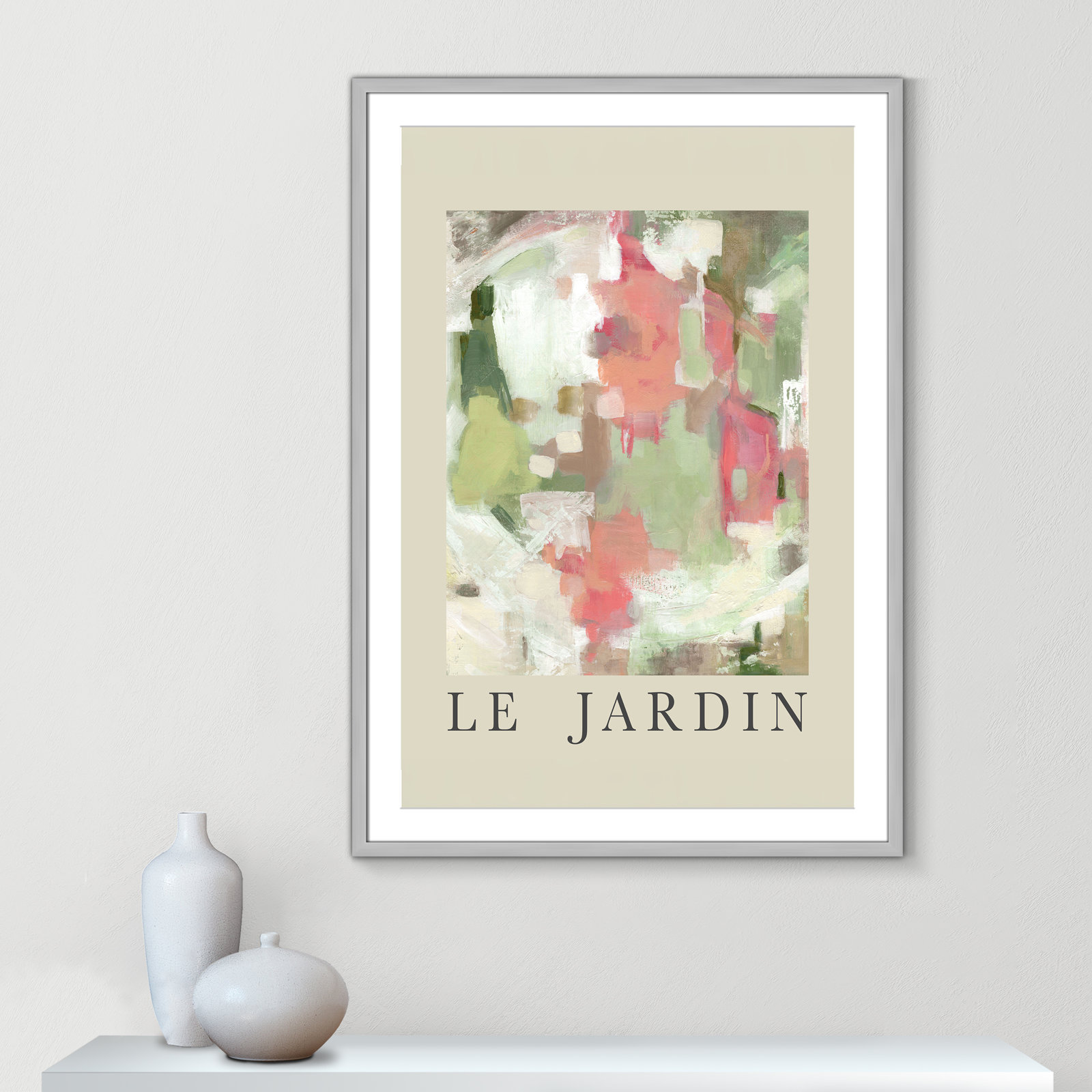 Botanical Poster Collection " Le Jardin " by Carol Robinson, Yes, 41.5" H x 29.5" W x 1.25" D, Silver Single Picture Frame