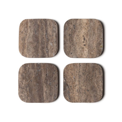 Titanium Silver Travertine Organic Coasters, Set Of 4
