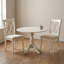 Linen White Rubber Wood Round Kitchen Table Set with Drop Leaves and 2 Linen Fabric Double X-Back Chairs