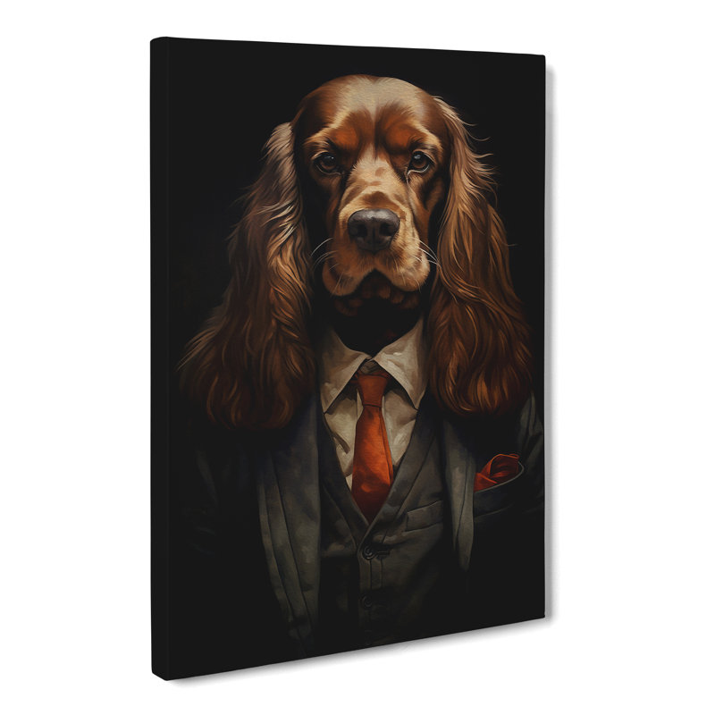 Cocker Spaniel In A Suit - Print on Canvas, 50cm H x 35cm W x 3cm D