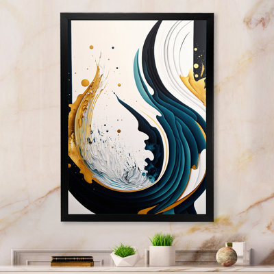 «Blue and Gold Modern Abstract VI», reproduction sur toile flottante