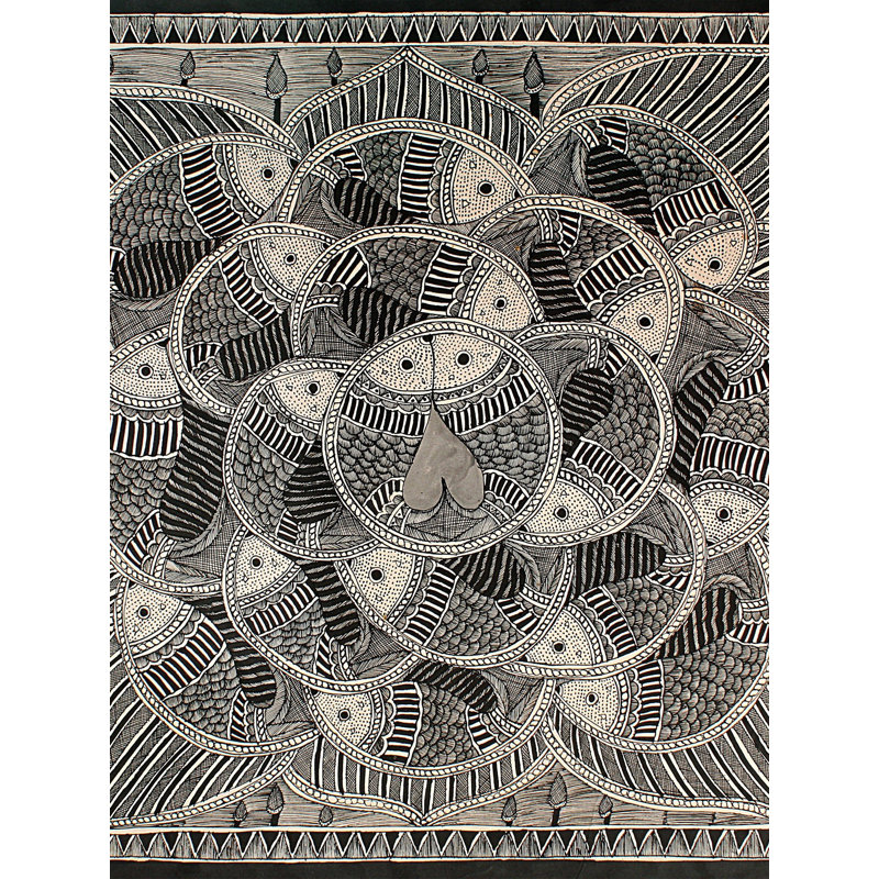 Art mandala noir et blanc | Madhubani Peinture