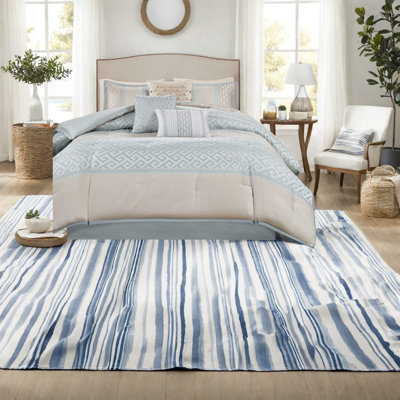 Ensembles de literie Elegant Aqua, édredon en polyester, style chambre à coucher traditionnel