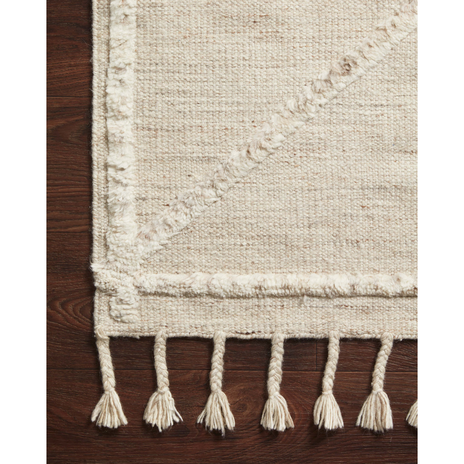 Hanna Beige Ivory Hand-Knotted Wool Rug, Rectangle 2' x 3'