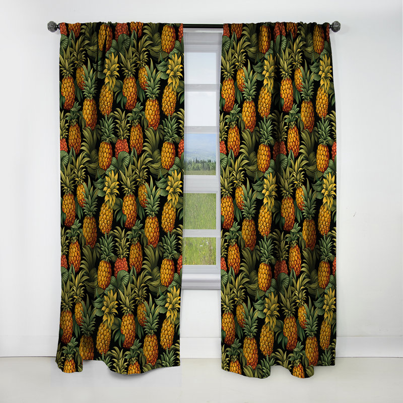 Pineapple Delight - motif tropical IV - Rideau floral - Rideau occultant floral - 1 panneau, L 52 po x L 95 po
