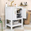 Meuble-lavabo en bois avec tablette réglable et portes-784054463