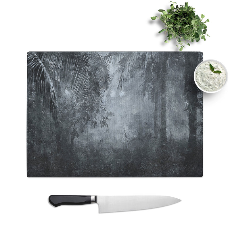 Palm Tree Forest Painting Chopping Board, 0.4cm H x 28.5cm W x 39cm L