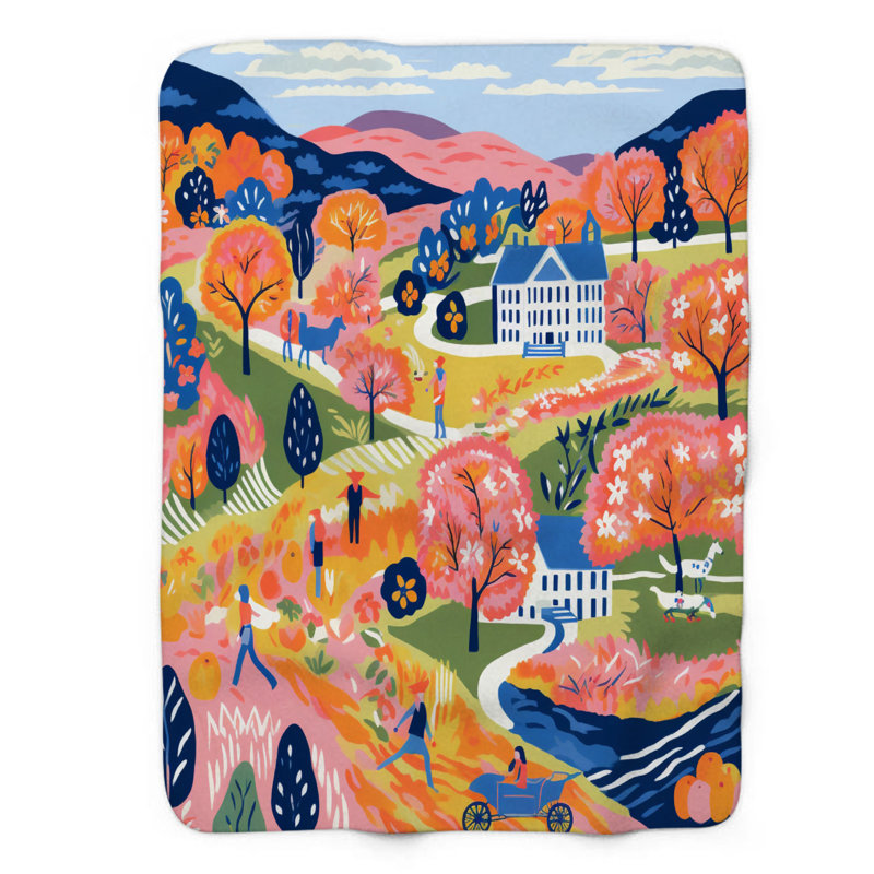 Feuillage d'automne - couverture Sherpa de qualité supérieure 1 pièce, L 80 po x l 60 po