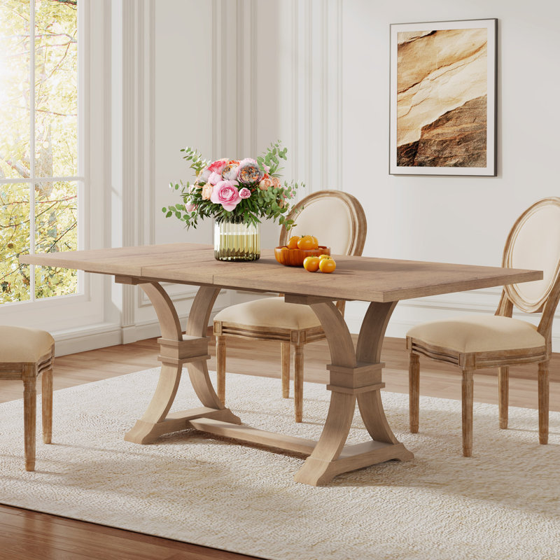 Devingo Wood Expandable Dining Table, Light Ash