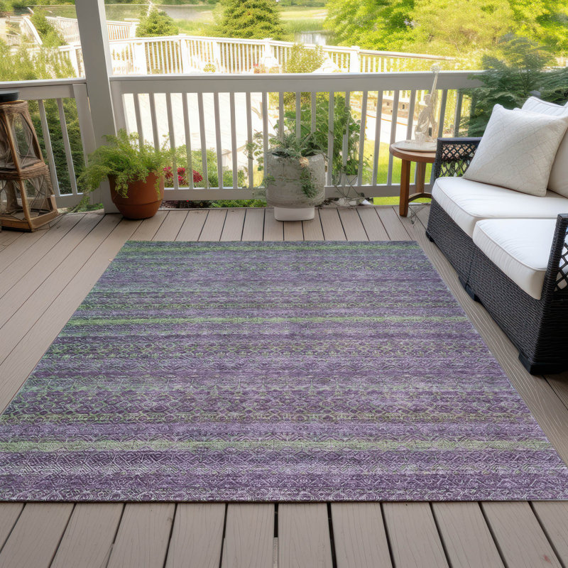 Tapis mauve lavable à la machine intérieur / extérieur Xhevrie, Rectangulaire 3 pi x 5 pi