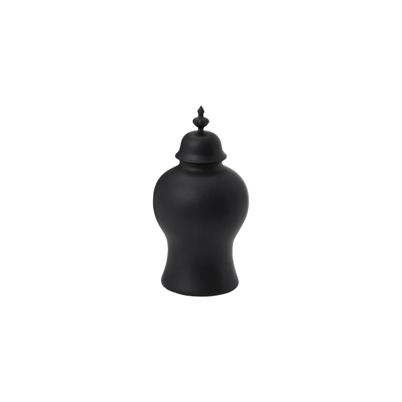 Beaufort Ginger Jar-Matte Black, 13.5" H x 7" W x 7" D, Matte Black