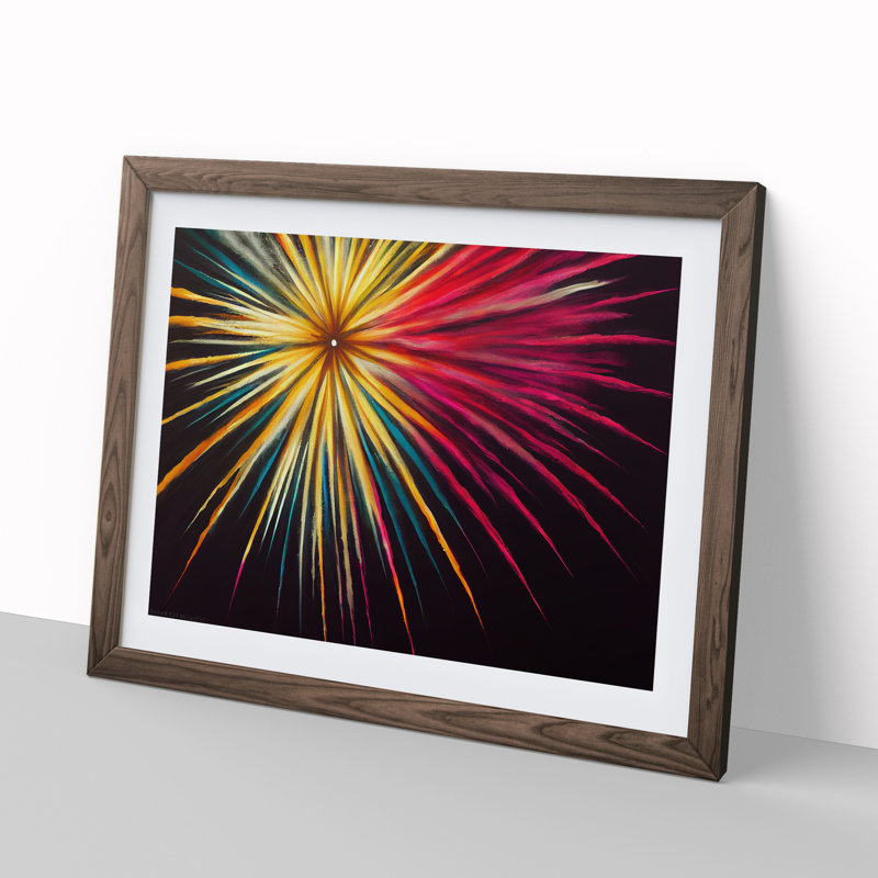 Euphoric Fireworks - Framed Print, 25cm H x 34cm W x 2cm D, Walnut
