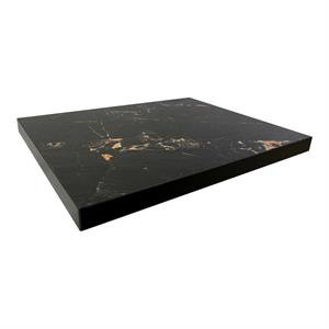 24"x30" Indoor 2-Inch Thick Melamine Table Top with Black Marble Pattern and Rust-Orange Veining