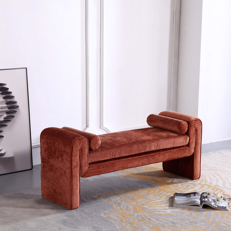 Banc d'appoint en chenille, Terracotta, Terracotta, Terracotta
