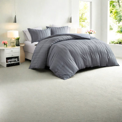 Durable 3-piece Full Bedding Set, Polyester, Modern Grey Design For Home Bedrooms