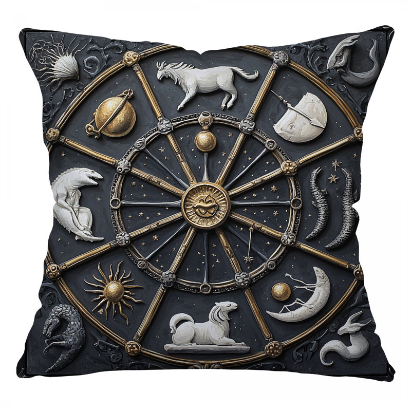 Coussin décoratif en coton astrologique, Carré 16 po
