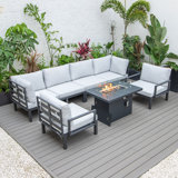 6 - Person Modular Patio Conversation Sets with Cushions