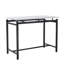 Ensemble de salle à manger rectangulaire pour 2 personnes avec plateau en faux marbre et chaises rembourrées gris doux, structure en métal noir