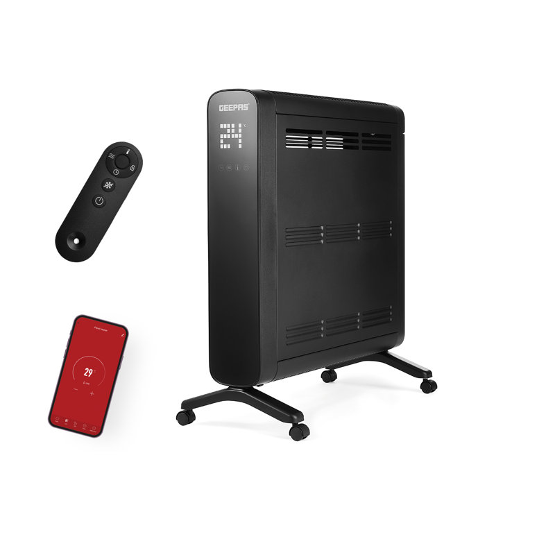 GEEPAS Smart Convector Heater 2000W | Digital Convection Heater Free Standing Radiator with Wifi App and Remote Control | 10–45°C Adjustable Thermostat 24H & Weekly Timer | Energy Saving Child Lock | Black