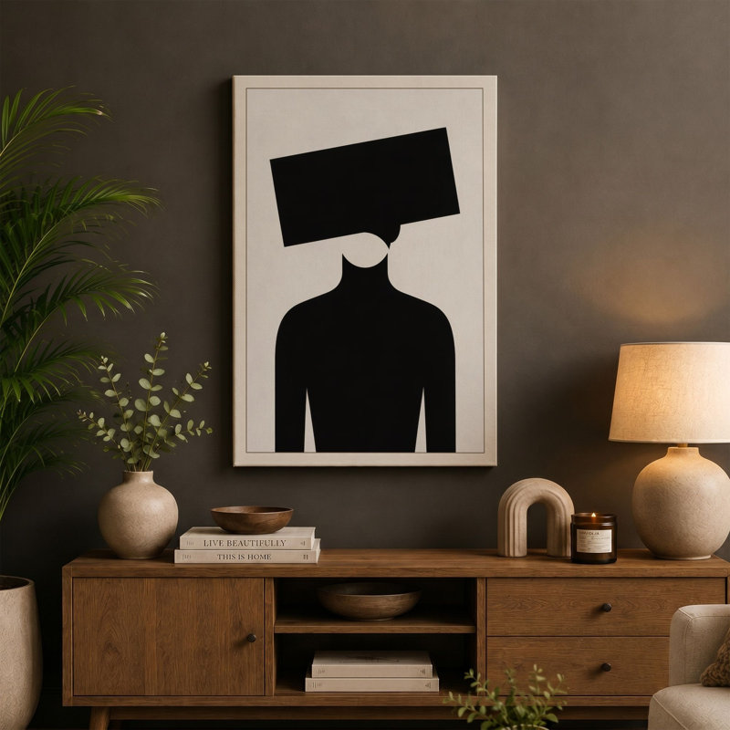 Geometric Mind Minimalist - Wrapped Canvas, 36x24 - 91.4 x 61.0 cm, Sage Border