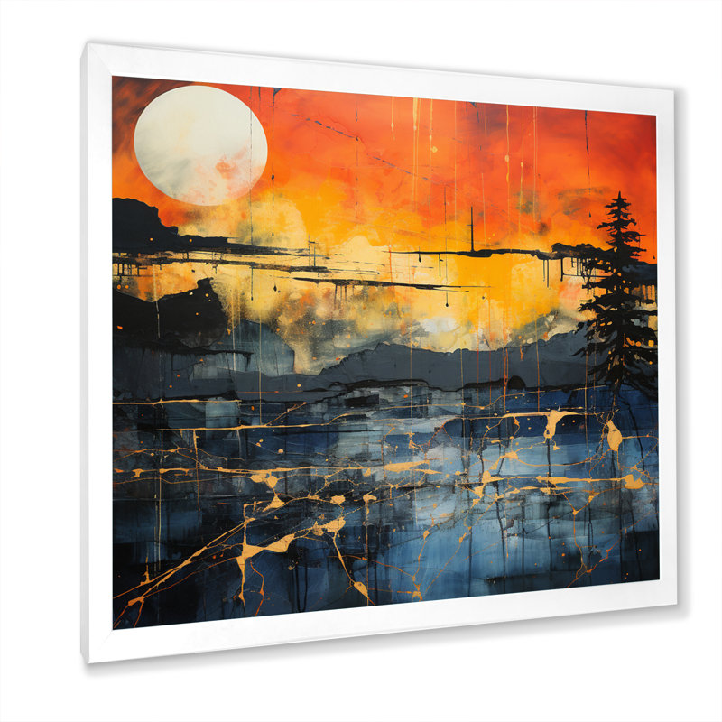 " Dramatic Lightning Nights I ", 24" H x 24" W x 1" D, White Picture Framed