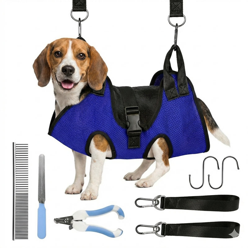 Harnais de hamac pour toilettage M-Dog, Bleu, H 25 po x l 16,5 po x P 1 po
