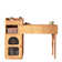 Laureta Plywood Adjustable Makeup Vanity with Soild Wood Feet and Glass Door, Mid-Century Modern Vanity Desk with Fluted Sytle and Golden Color Hardwares