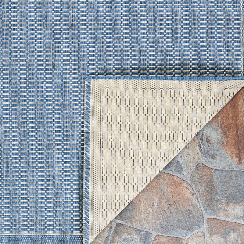 Fierce Sella Beige-Blue Indoor/Outdoor Square Rug, Square 7'6"